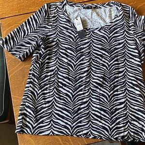 Talbots Black and White Zebra Print Blouse